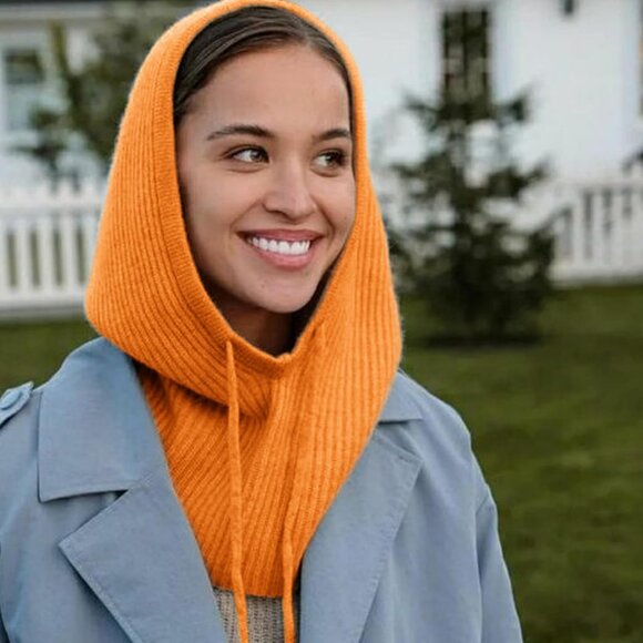 Unisex Orange Beanie Skull Cap with Drawstring Warm Winter Hats Outdoor - Picture 6 of 7